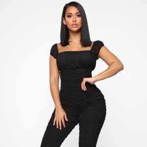 Black Ruched Jumpsuit